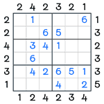 Skyscrapers Sudoku #63